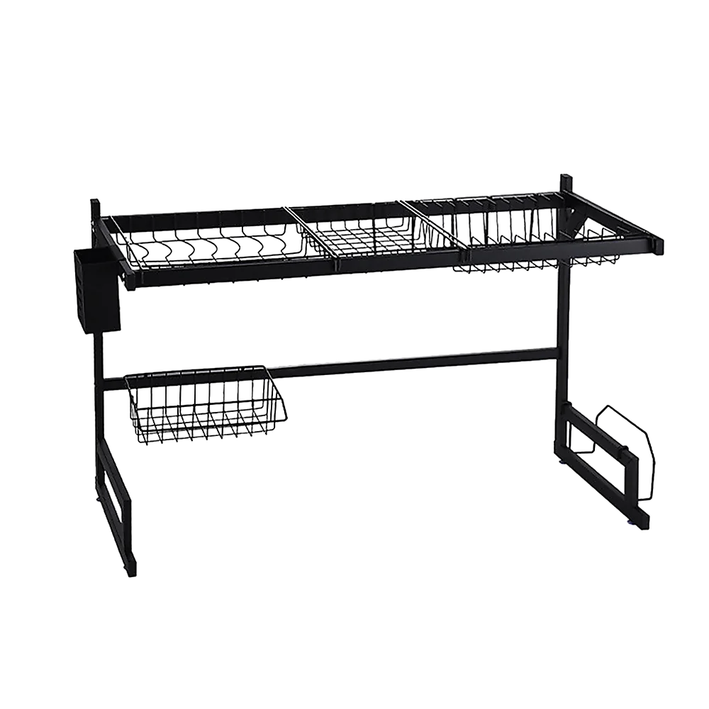 85cm Dish Drying Rack Drainer Over Sink Steel Cup Cutlery Organizer 2 Tier