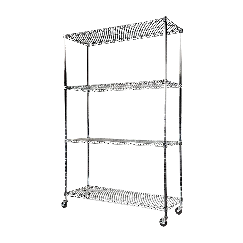 Modular Wire Storage Shelf 1500 x 450 x 1920mm Steel Shelving with Wheels