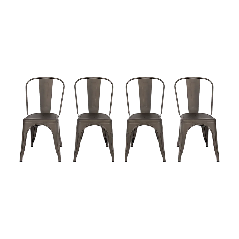 4x Kitchen Dining Chairs Stackable Vintage Metal Chair Backrest Side Chair