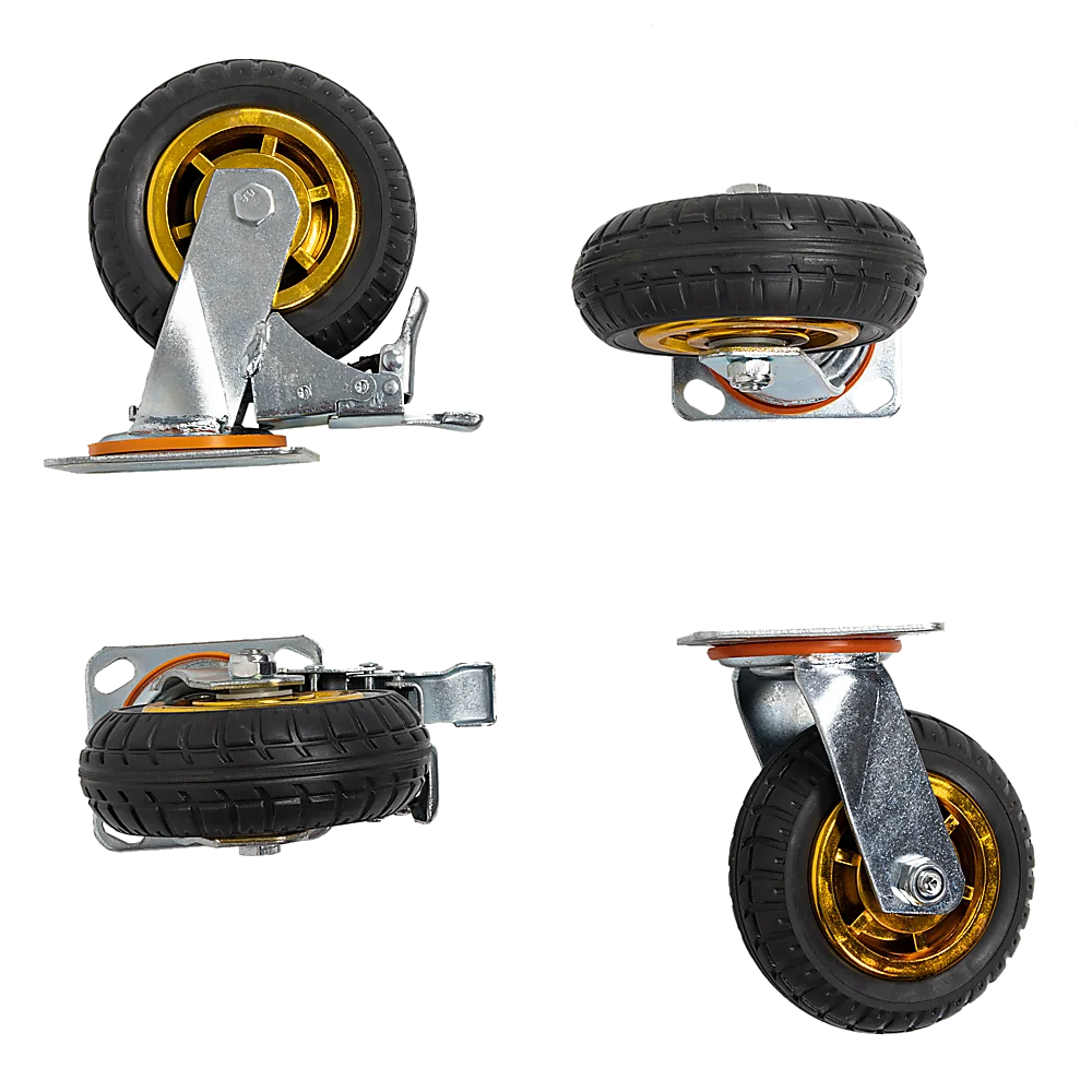 Castor Wheels 4 x 6" 150mm Swivel Silent Caster 2 Brakes 800KG
