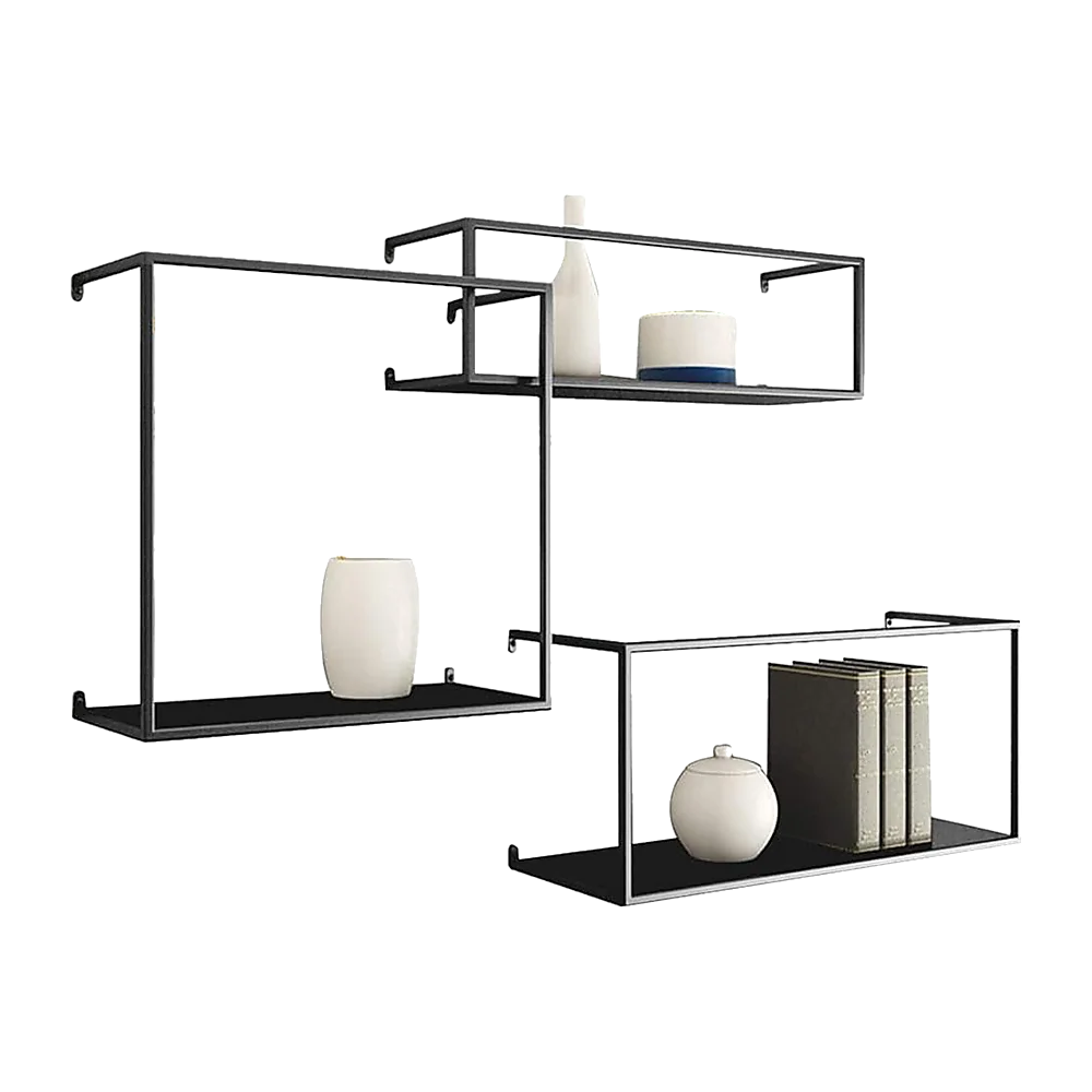 Floating Shelves Retro Industrial Ledge Black Metal Display Stand