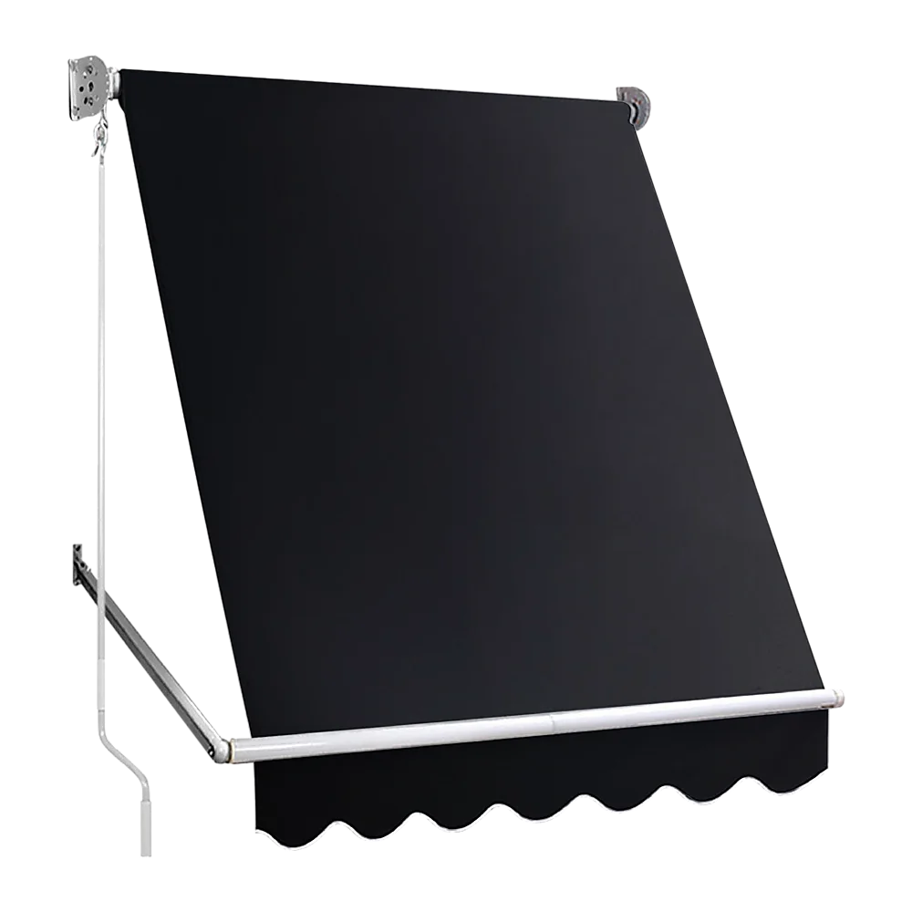 Retractable Fixed Pivot Arm Window Awning Patio Garden Blinds 2.4m x 2.1m Black