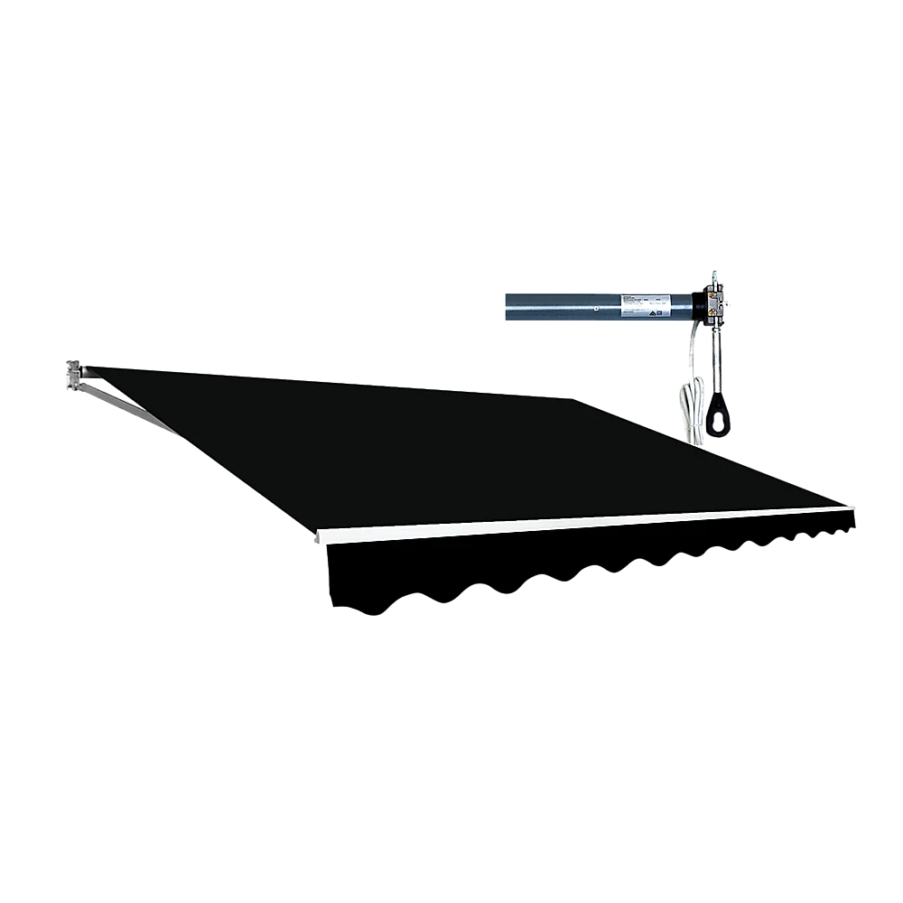 Motorised Outdoor Folding Arm Awning Retractable Sunshade Canopy Black 5.0m x 2.5m