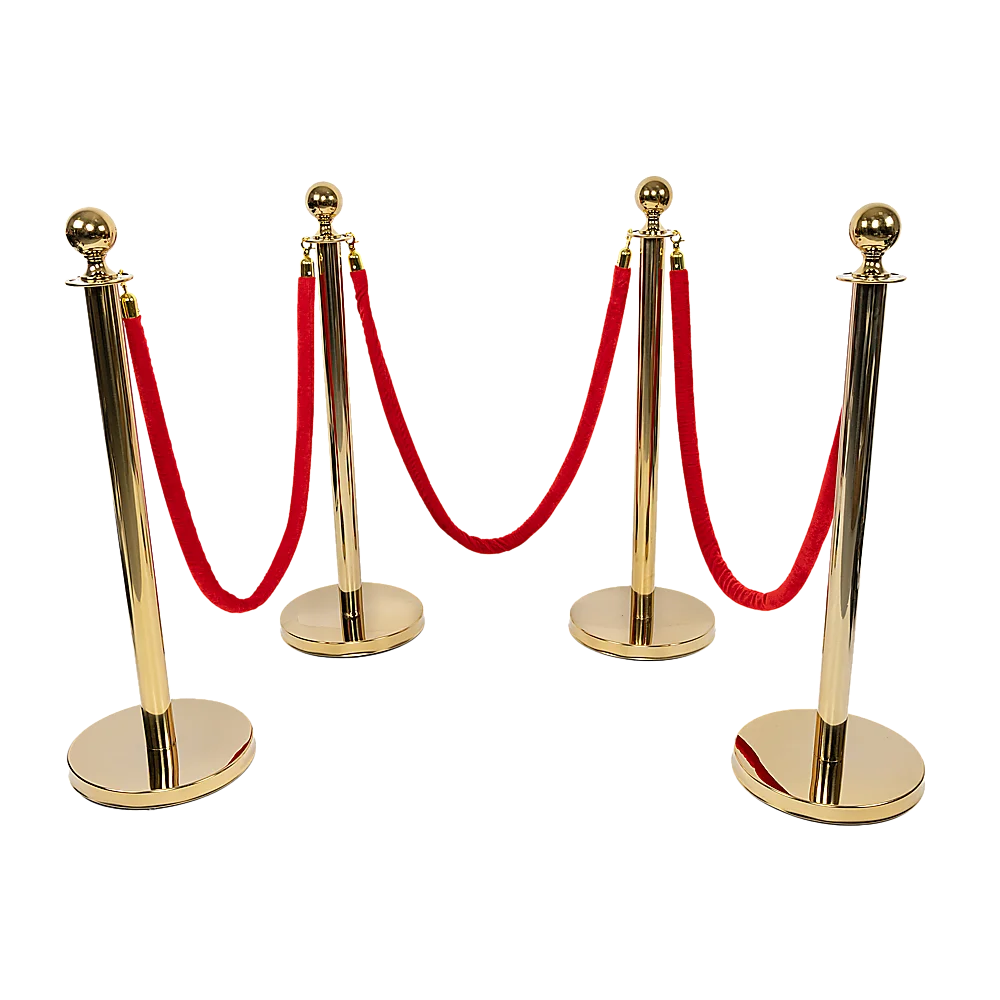 4 x Queue Barriers + 3 Ropes Exhibition Crowd Control Bollards