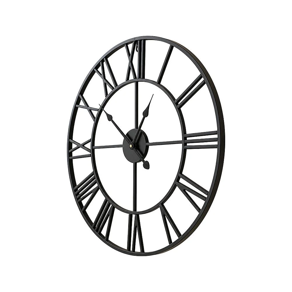 60cm Industrial Large Wall Clock, Round Metal Wall Clocks Roman Numerals Style thumbnail 8