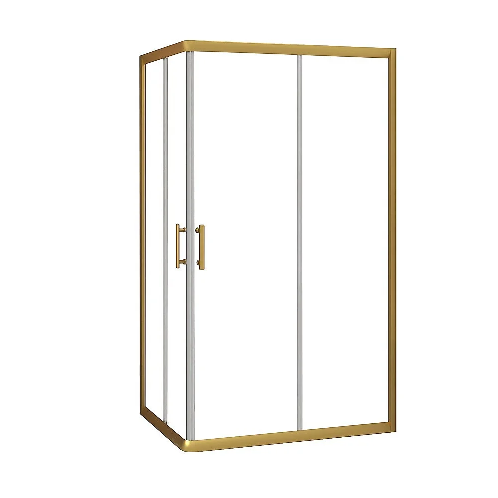 Adjustable 1000x1200mm Double Sliding Door Glass Shower Screen in Gold