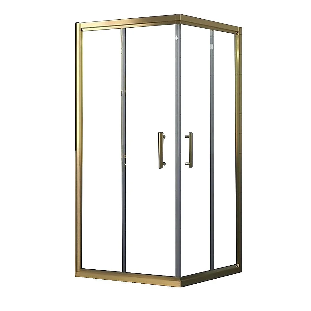 Adjustable 1200x1000mm Double Sliding Door Glass Shower Screen in Gold