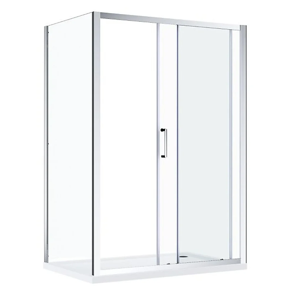 Adjustable 1800x800mm Single Door Corner Sliding Glass Shower Screen in Chrome