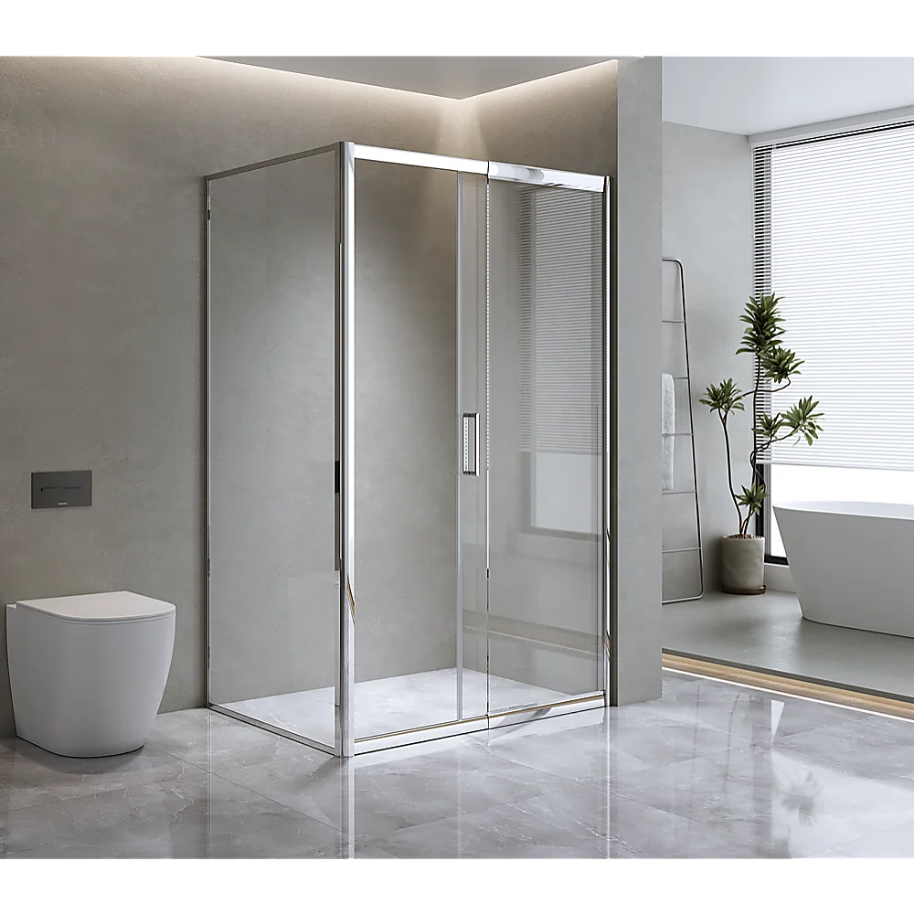 150mm Adjustable (2000x800mm) Single Door Corner Sliding Glass Shower Screen in Chrome