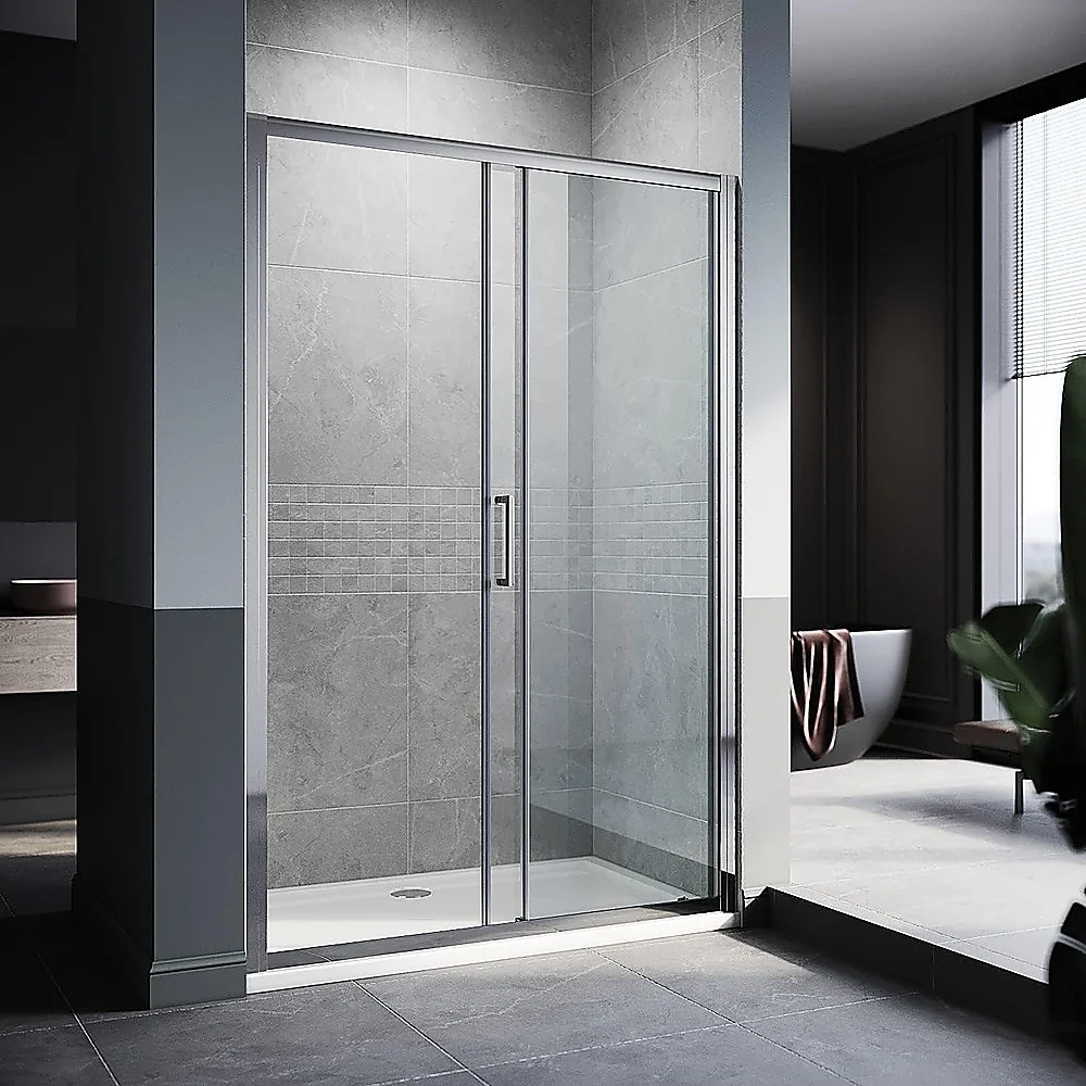 170-185cm Adjustable Wall to Wall Sliding Glass Shower Door in Chrome