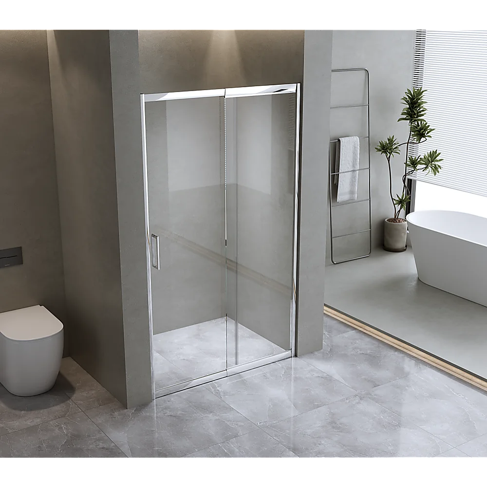 155-170cm Adjustable Wall to Wall Sliding Glass Shower Door in Chrome