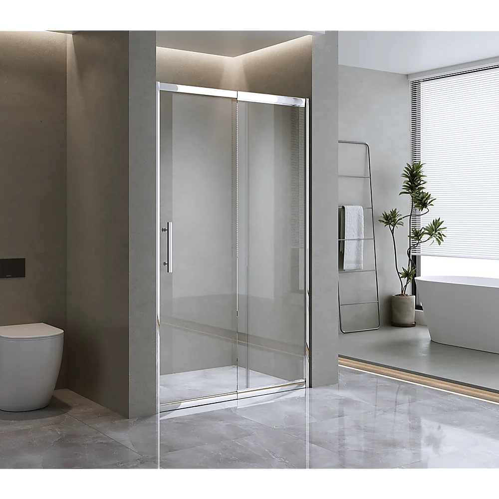 155-170cm Adjustable Wall to Wall Sliding Glass Shower Door in Chrome