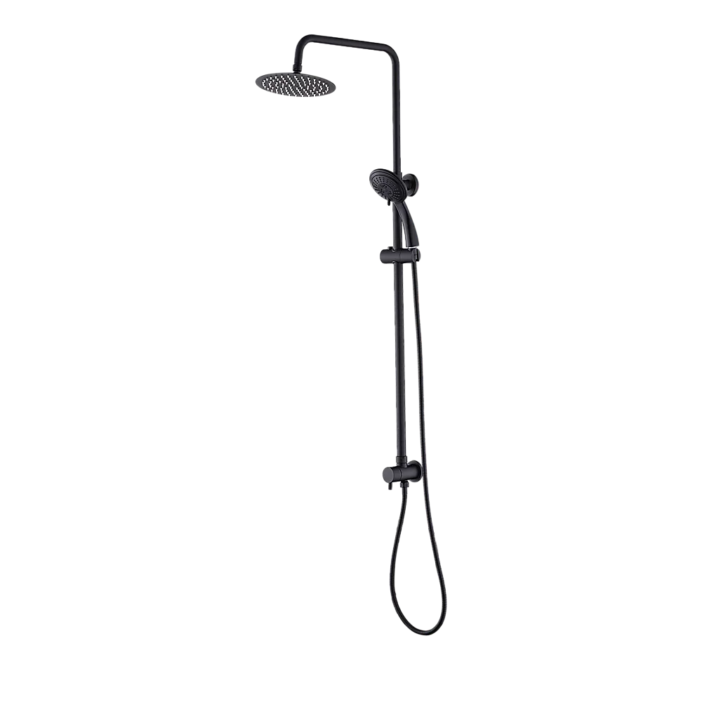 WELS 8" Rain Shower Head Set Rounded Dual Heads Faucet High Pressure Hand Held