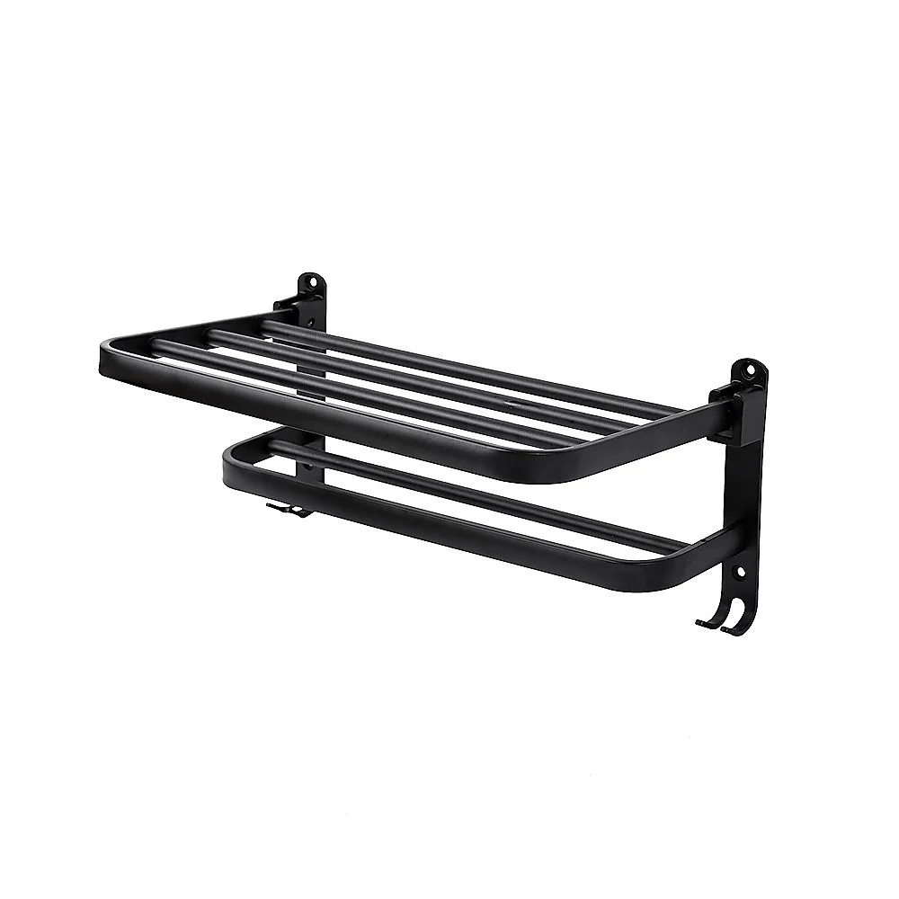 Towel Rack Folding Holder with Hook Accessories Wall Hanger Aluminium Bar Shelf
