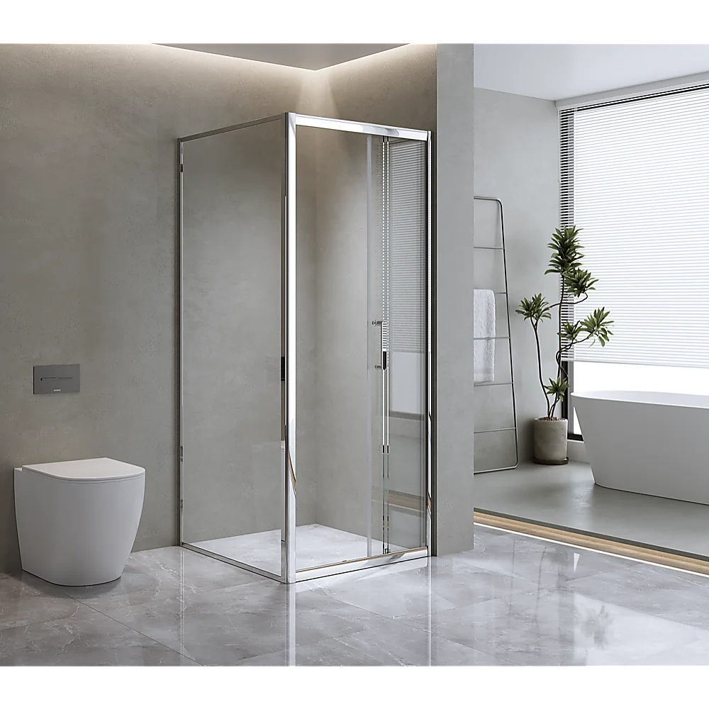 40mm Adjustable Contemporary Corner Sliding Chrome Shower Screen 86x101cm
