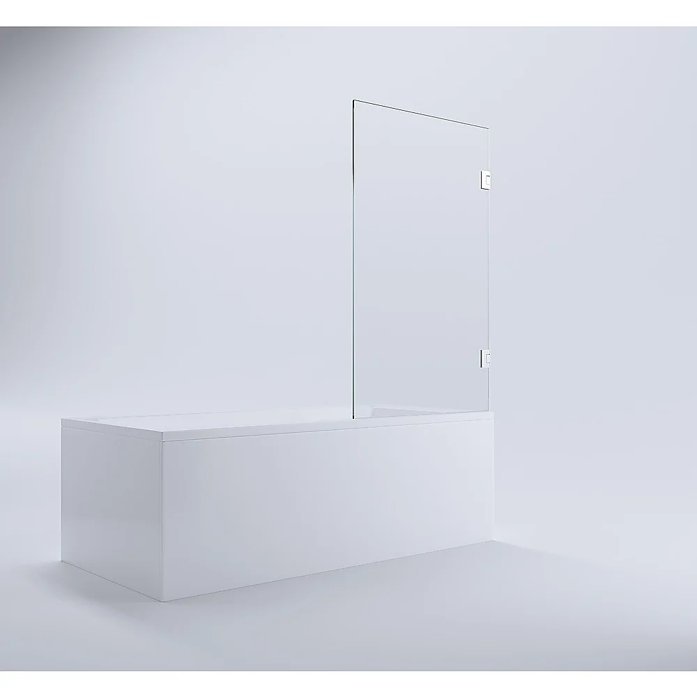 70cm Frameless Swing Bath Panel with White Hardware
