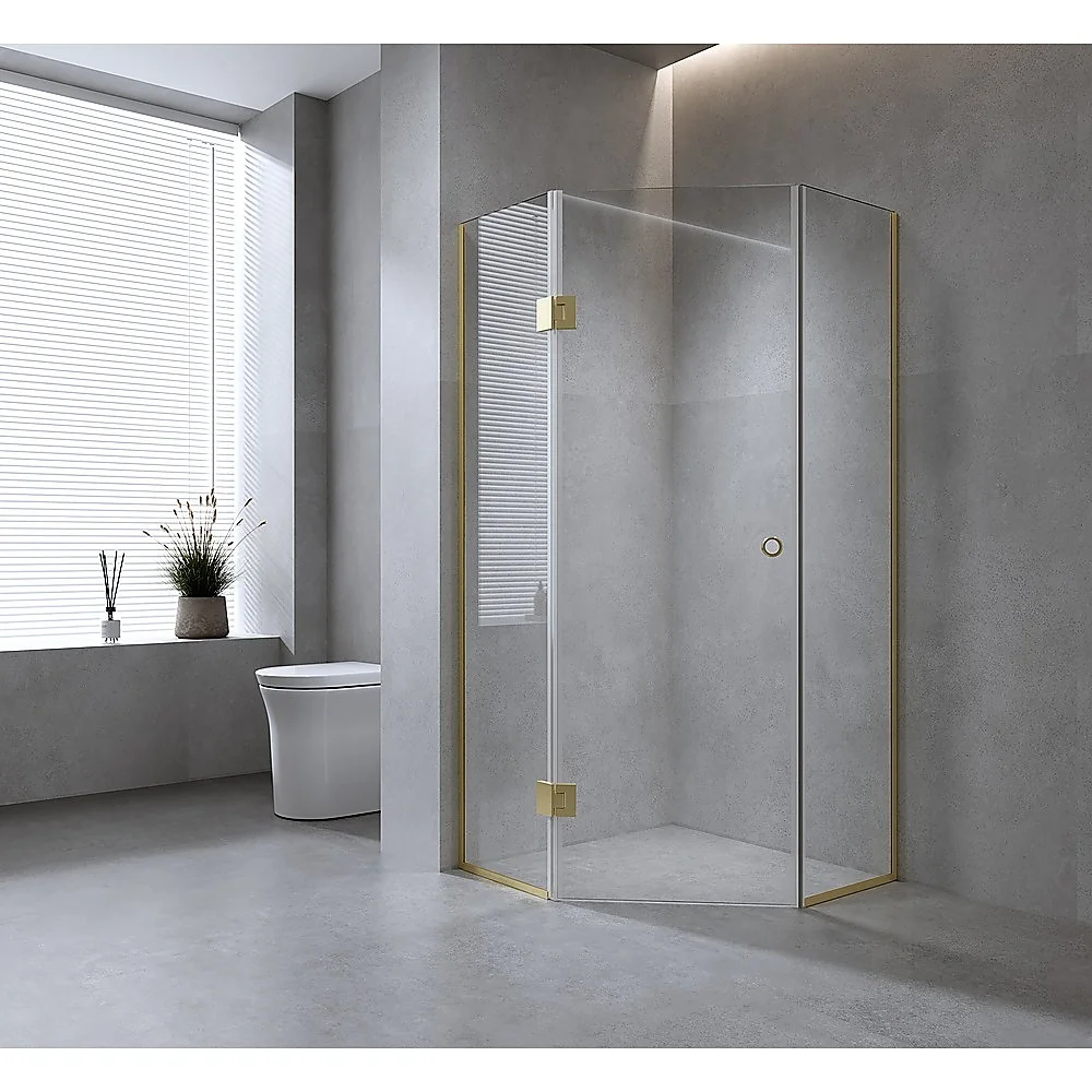 100cm Frameless Diamond Shower Screen with Nickel Channels and SS Hinges