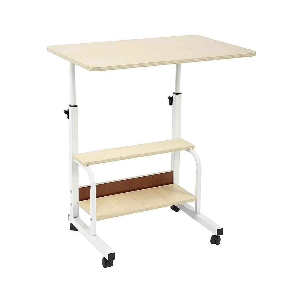 Height Adjustable Rolling Overbed Table 60cm Mobile Computer Desk