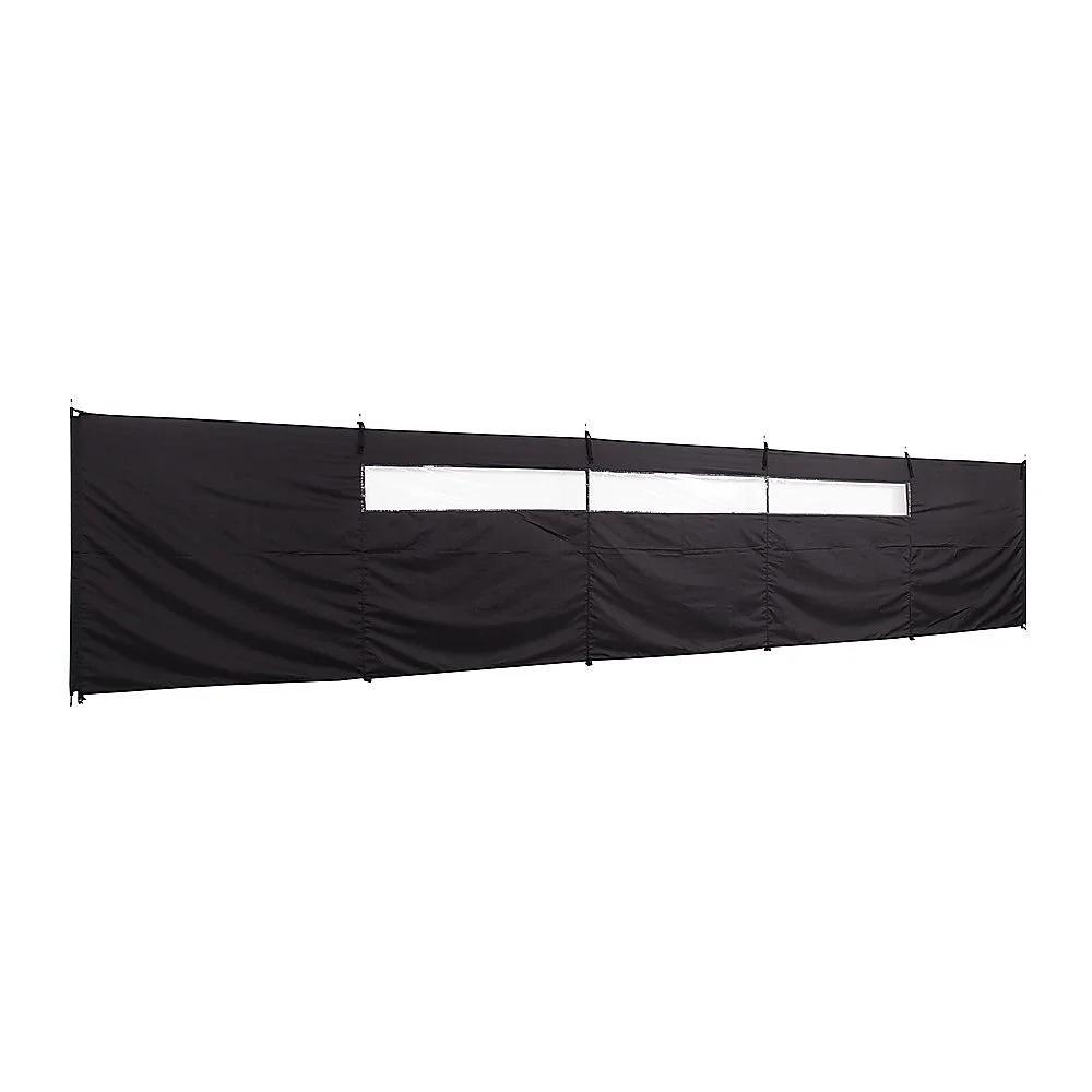 Camping Windbreak with Clear Windows & Carry Bag 725x140cm Black Outdoor Privacy Shelter