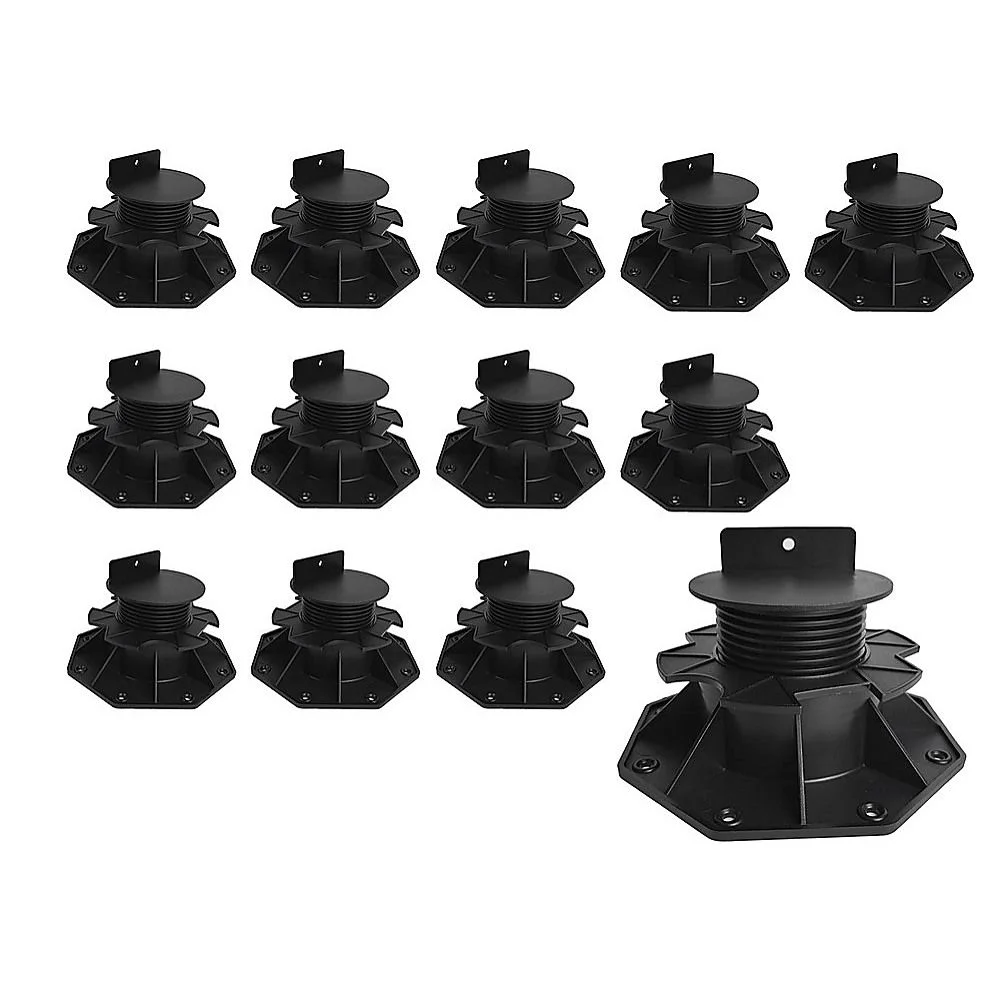 12 Pack Adjustable Deck Support Pedestals Deck Foundation Bases for Raised Outdoor Flooring