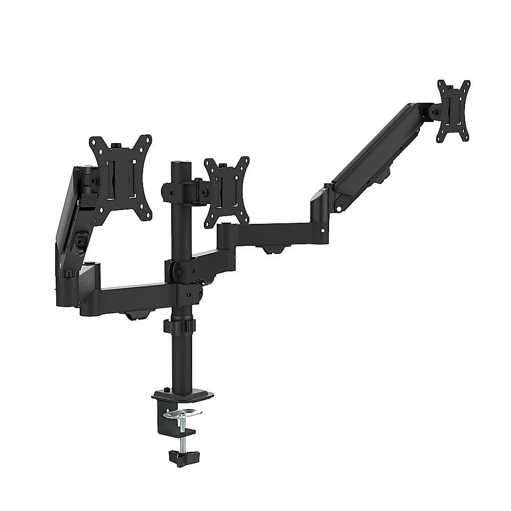 Triple Monitor Mount Stand – Desk Clamp with 3 Adjustable Arms for Multi-Screen Setup