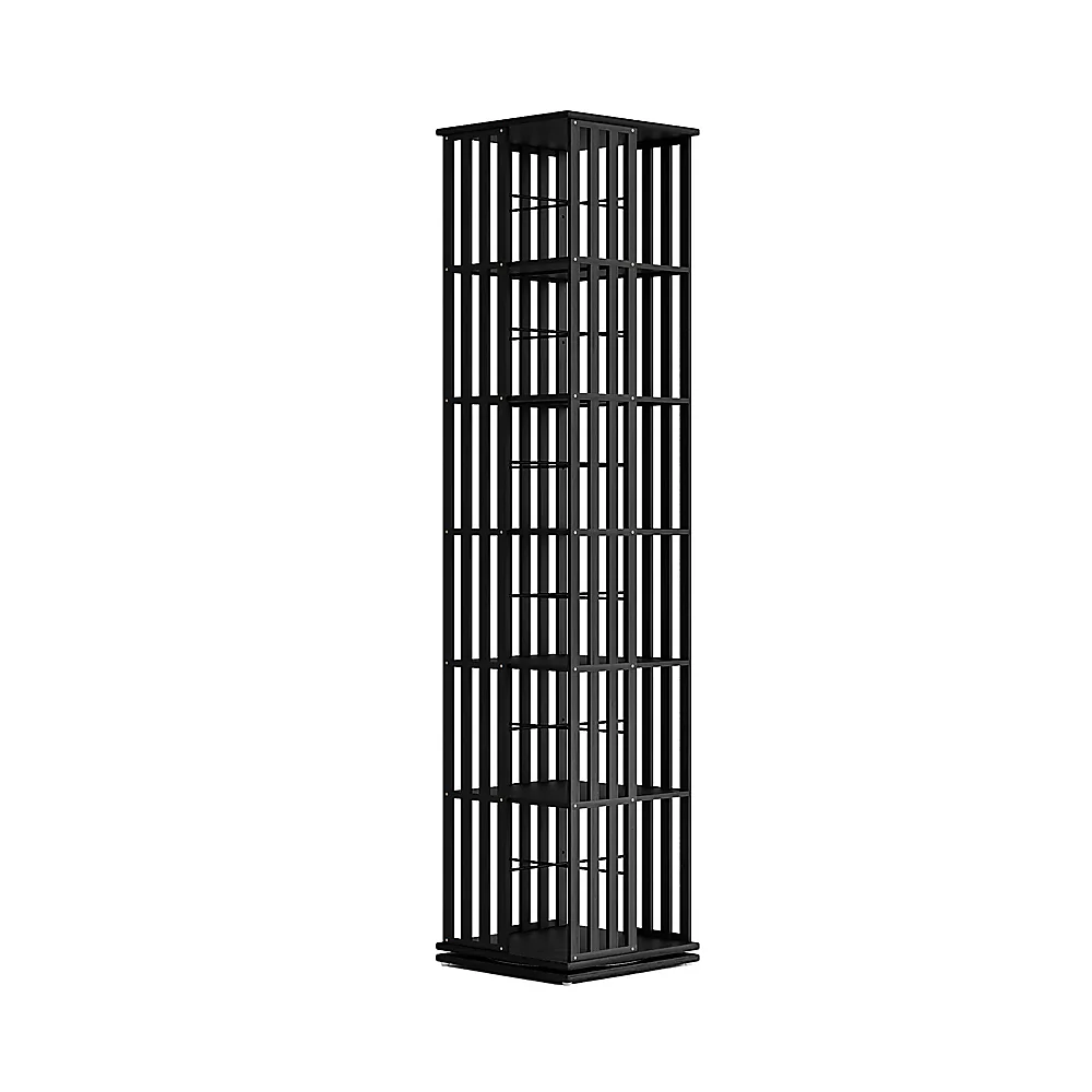 360 Rotating Bookshelf Bamboo Storage Display Rack Shelving in Black