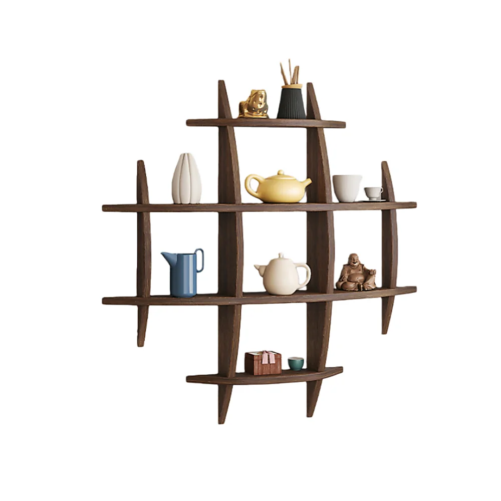 90x90cm Solid Wood Wall Mounted Display Shelf Antique Style Decor