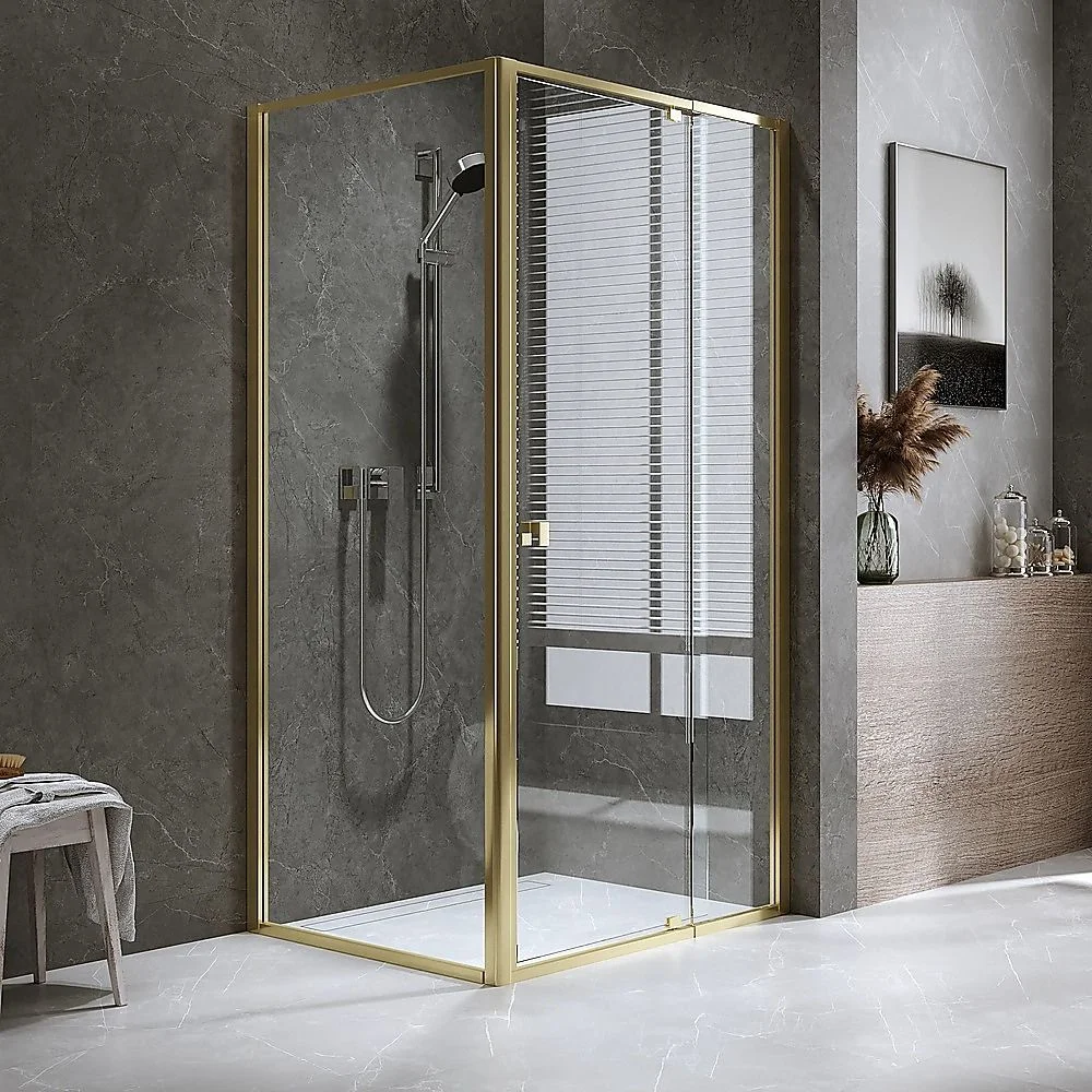 Adjustable Semi Frameless Shower Screen 98-106cm x 89-92cm With Gold Hardware For Modern Bathrooms thumbnail 7