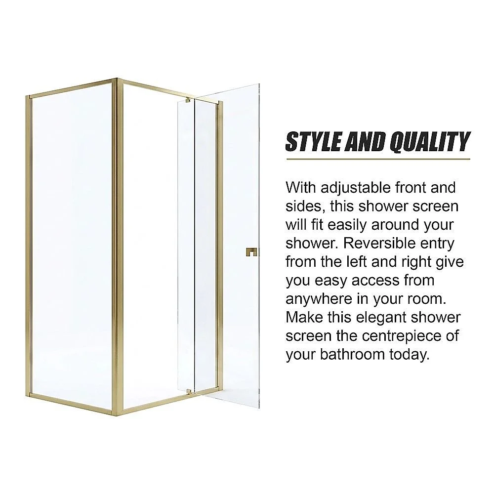 Adjustable Semi Frameless Shower Screen 98-106cm x 89-92cm With Gold Hardware For Modern Bathrooms thumbnail 8