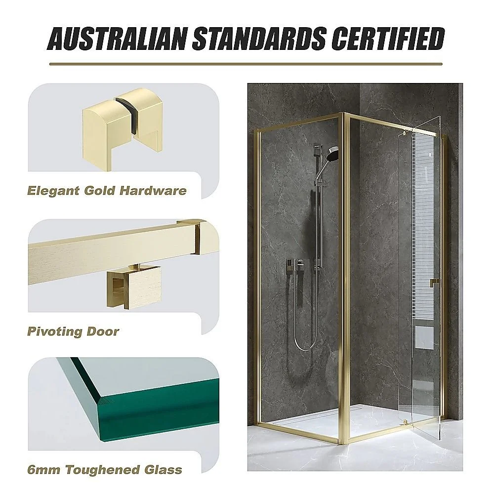 Adjustable Semi Frameless Shower Screen 98-106cm x 89-92cm With Gold Hardware For Modern Bathrooms thumbnail 9