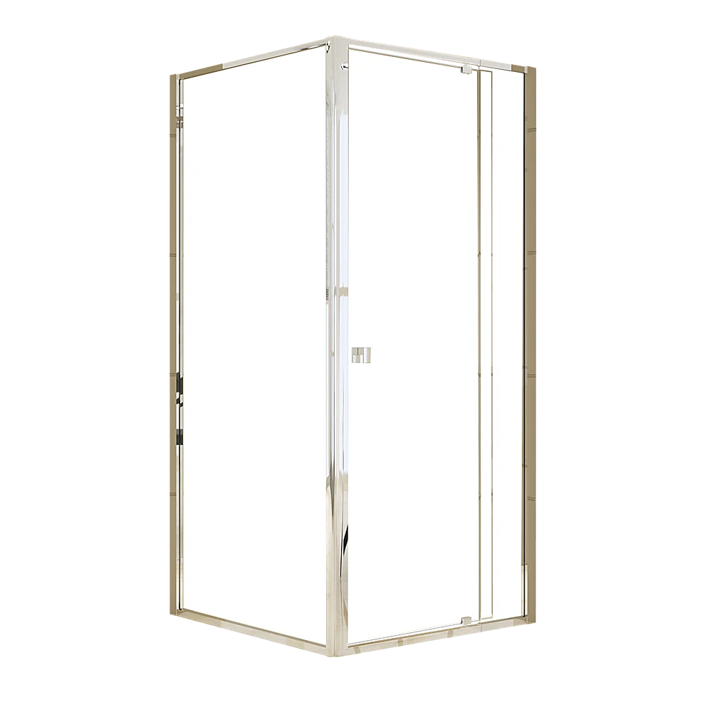 Adjustable Semi Frameless Shower Screen 82-90cm x 89-92cm With Gold Hardware For Modern Bathrooms