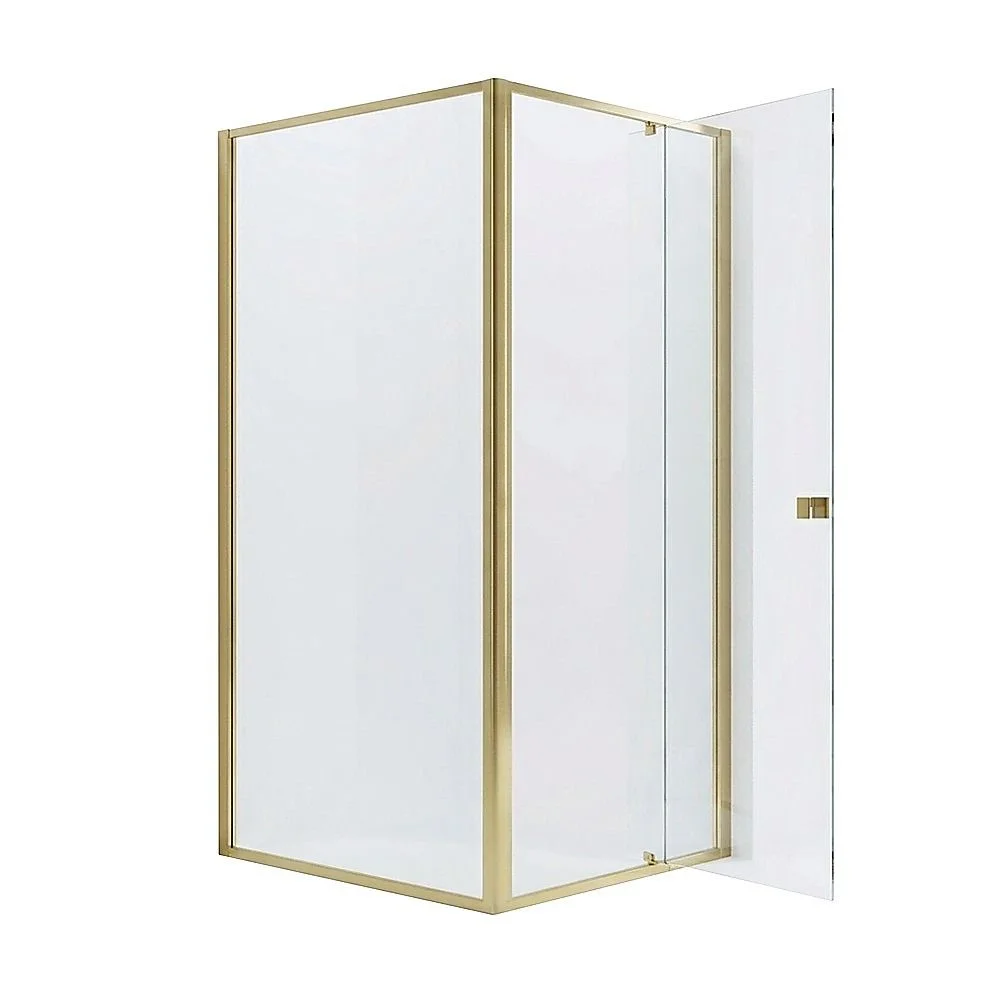Adjustable Semi Frameless Shower Screen 74-82cm x 89-92cm With Gold Hardware For Modern Bathrooms thumbnail 6