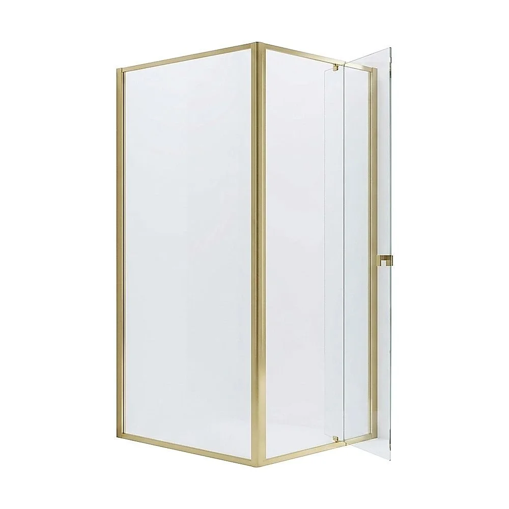 Adjustable Semi Frameless Shower Screen 82-90cm x 98-101cm With Gold Hardware For Modern Bathrooms thumbnail 6