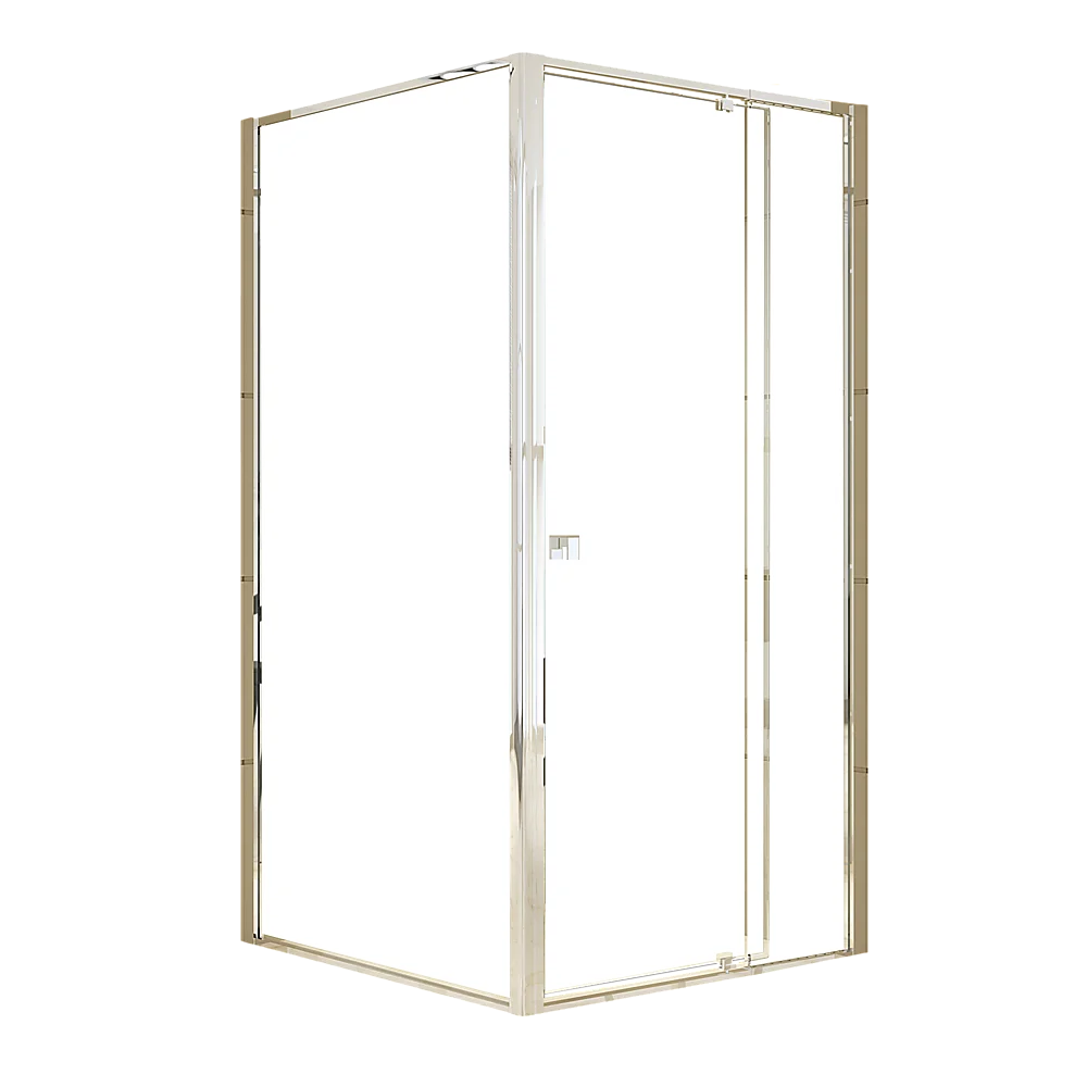 Adjustable Semi Frameless Shower Screen 98-106cm x 98-101cm With Gold Hardware For Modern Bathrooms