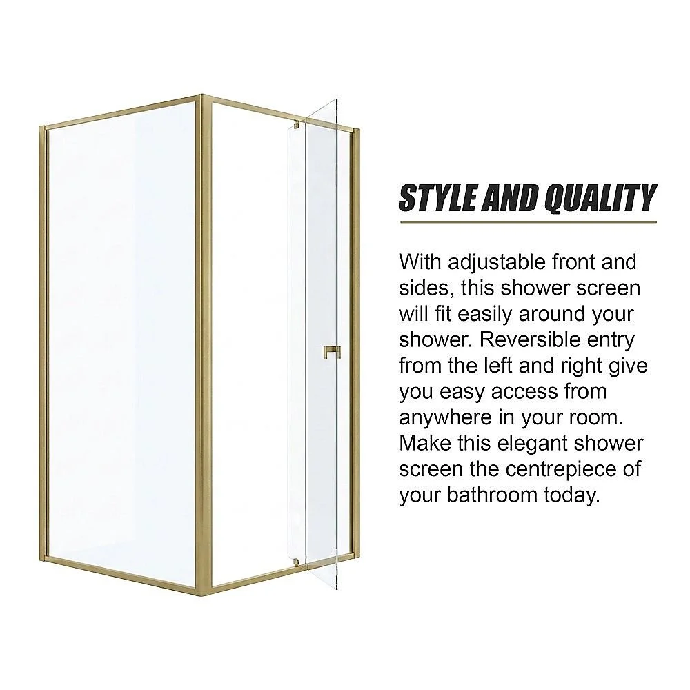 Adjustable Semi Frameless Shower Screen 98-106cm x 98-101cm With Gold Hardware For Modern Bathrooms thumbnail 8