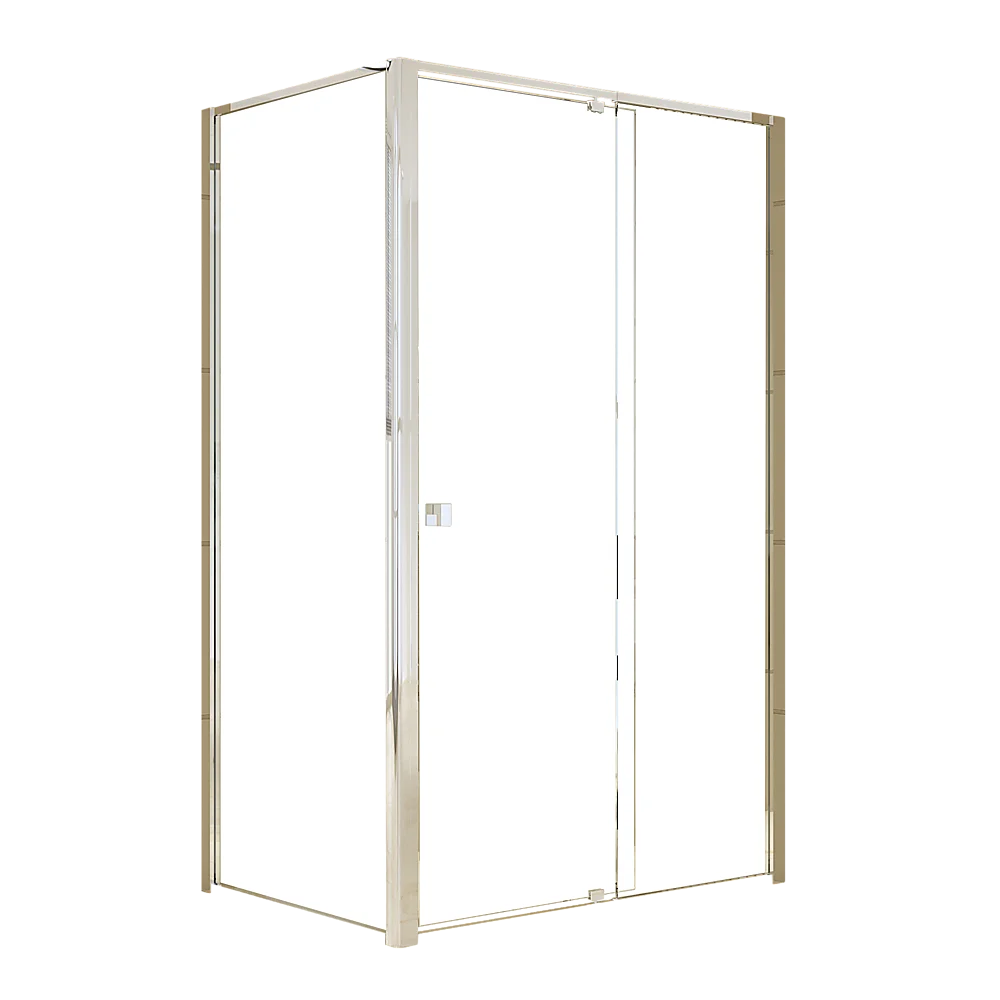 Adjustable Semi Frameless Shower Screen 114-122cm x 98-101cm With Gold Hardware For Modern Bathrooms