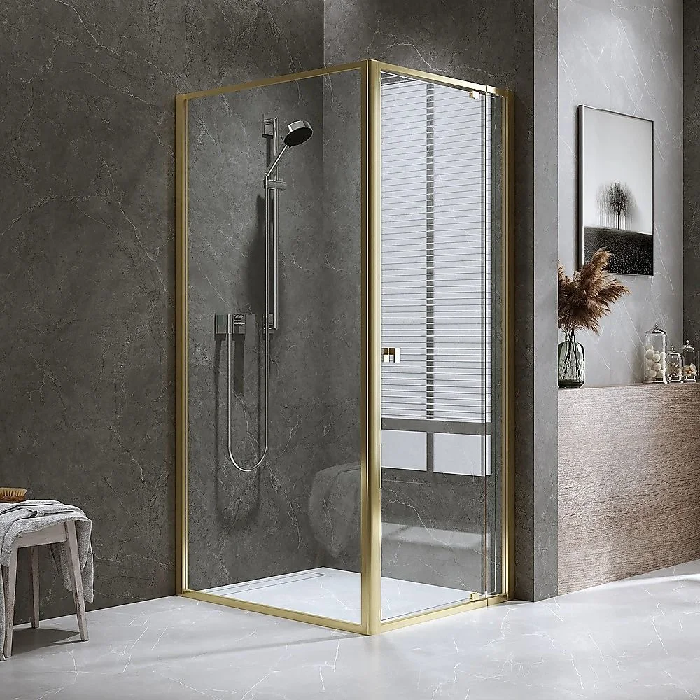 Adjustable Semi Frameless Shower Screen 74-82cm x 98-101cm With Gold Hardware For Modern Bathrooms thumbnail 7