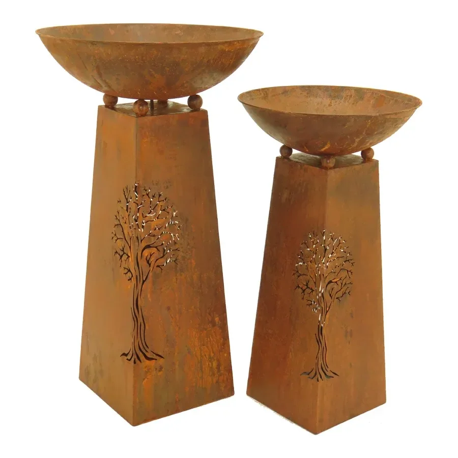 eWholesale Set of 2 Nested Rust Tree of Life Firebowls 83cm