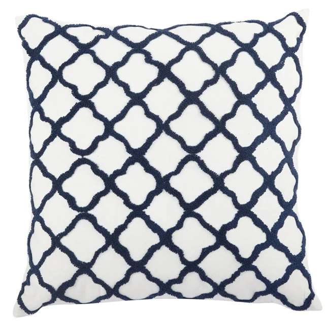 Quatrefoil Feather Cushion Moorish Embroided 50cm