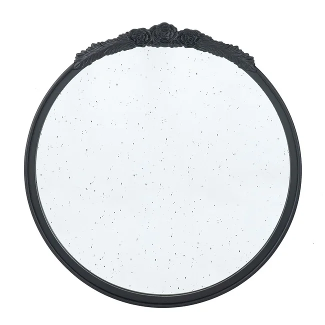 Bingley Rose Black Speckled Round Mirror 82cm
