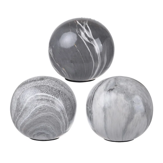 Set 3 Grey Marbleized Balls 10cm
