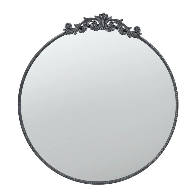 Baroque Black Round Wall Mirror 100x98cm