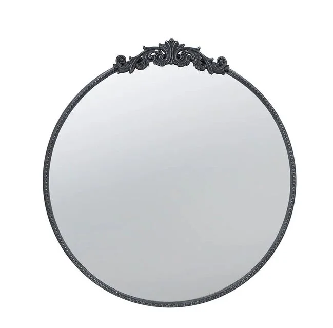 Baroque Black Round Mirror 81cm