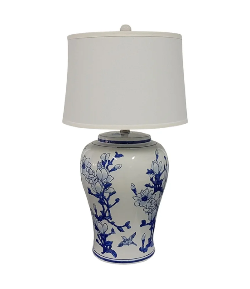 Jonquil Ceramic Table Lamp Blue White 68cm