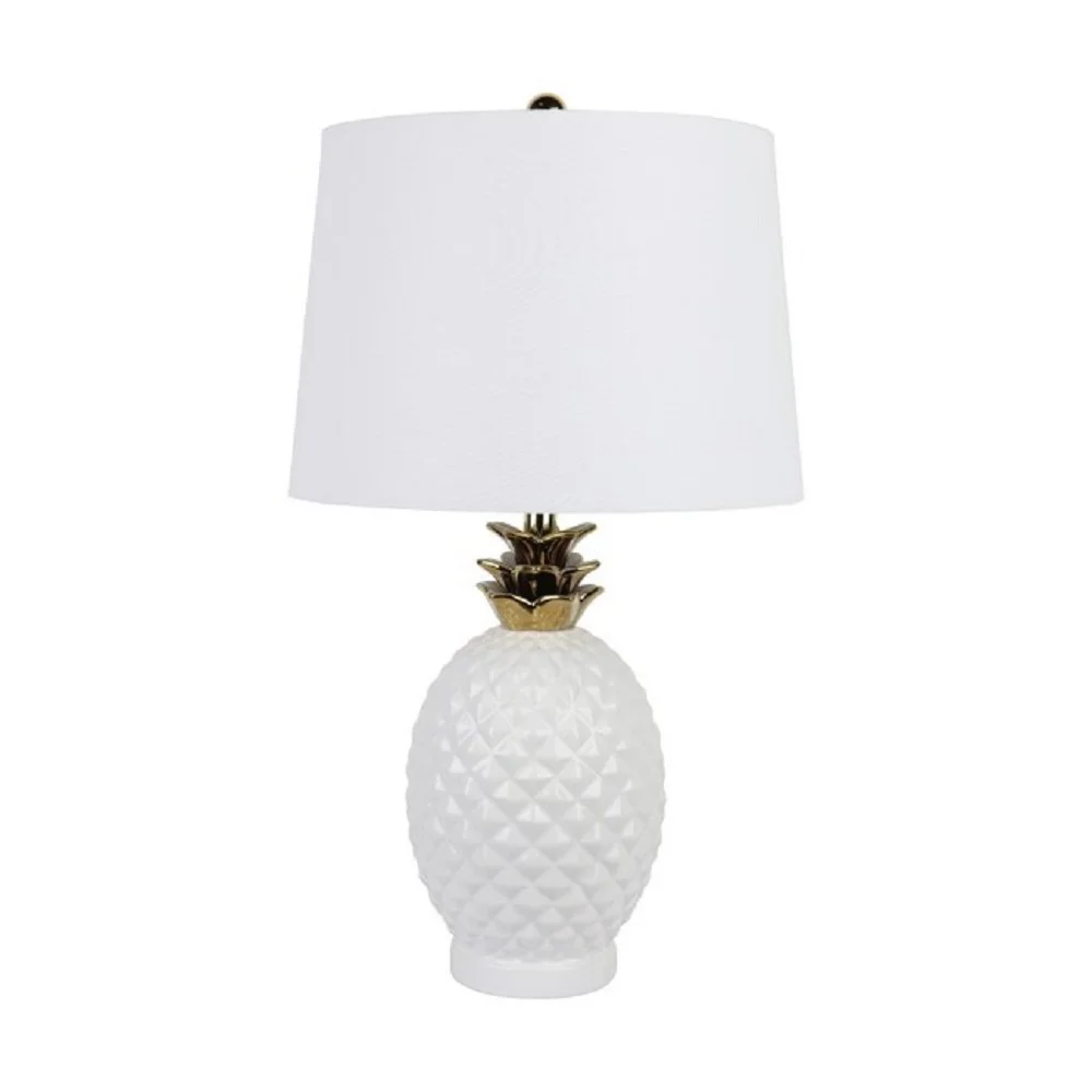 Pineapple Table Lamp White & Gold 68cm