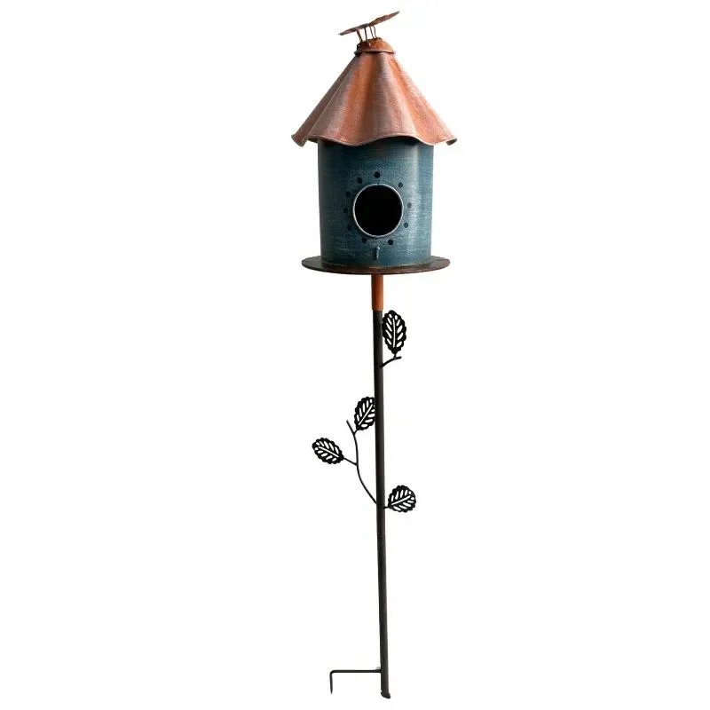 eWholesale Birdhouse on Leafy Garden Stake with Perched Bird 108cm