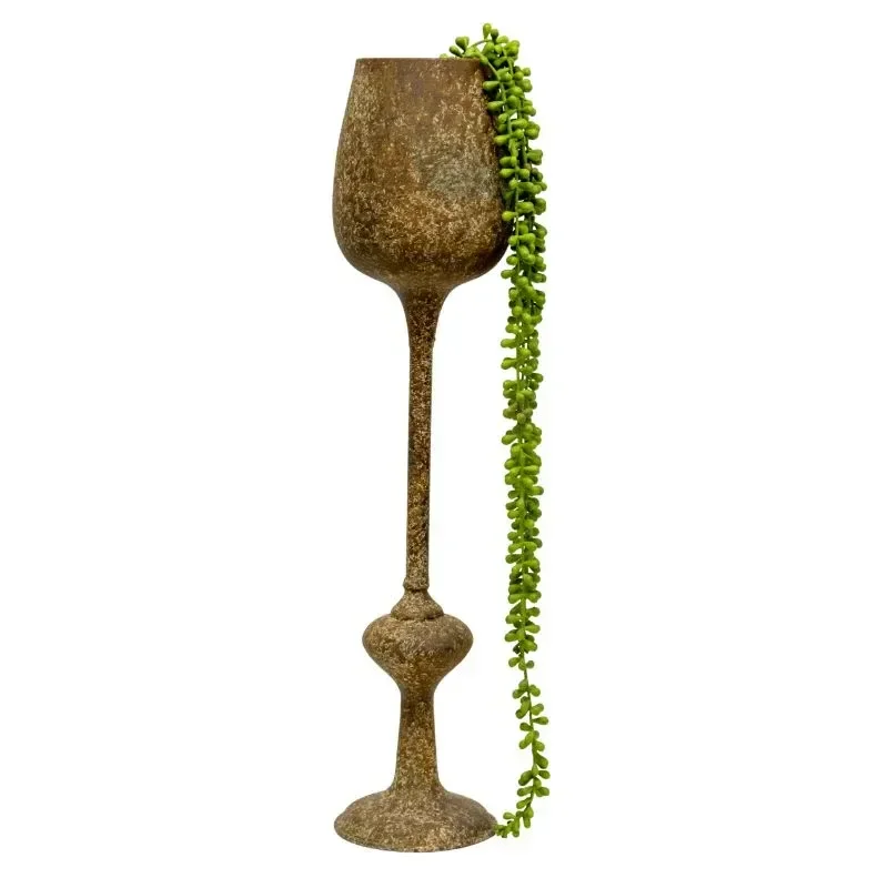 eWholesale Vintage Style Decorative Metal Goblet 55cm Aged Rust Finish
