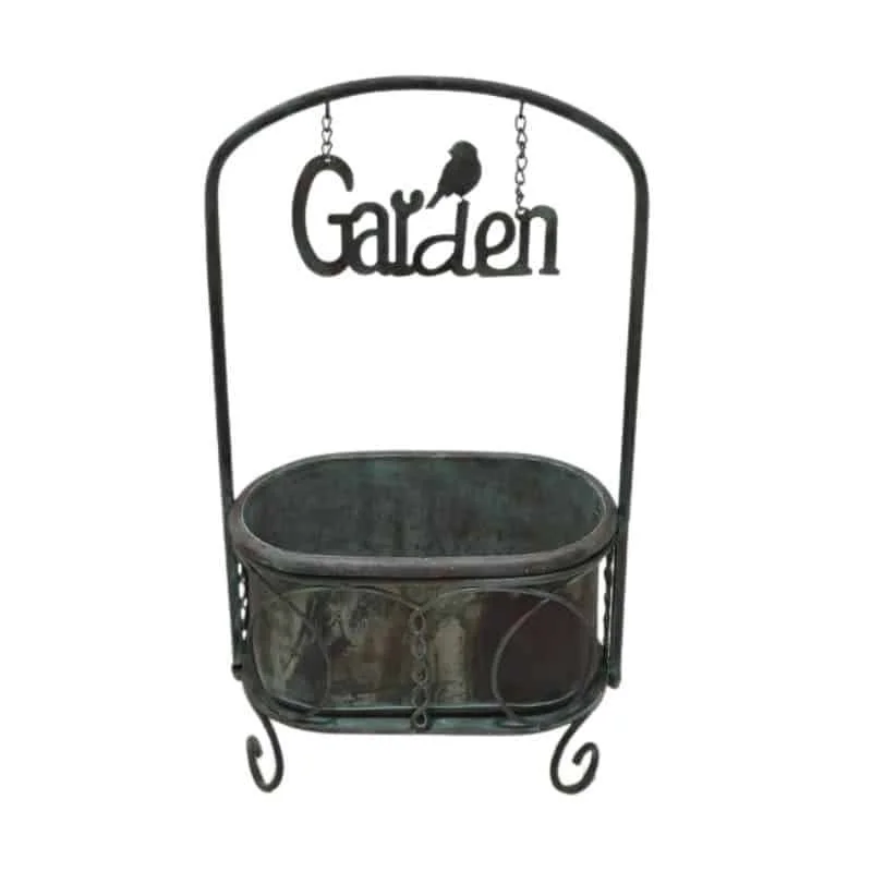 Planter On Stand w Floating Garden Sign 68cm