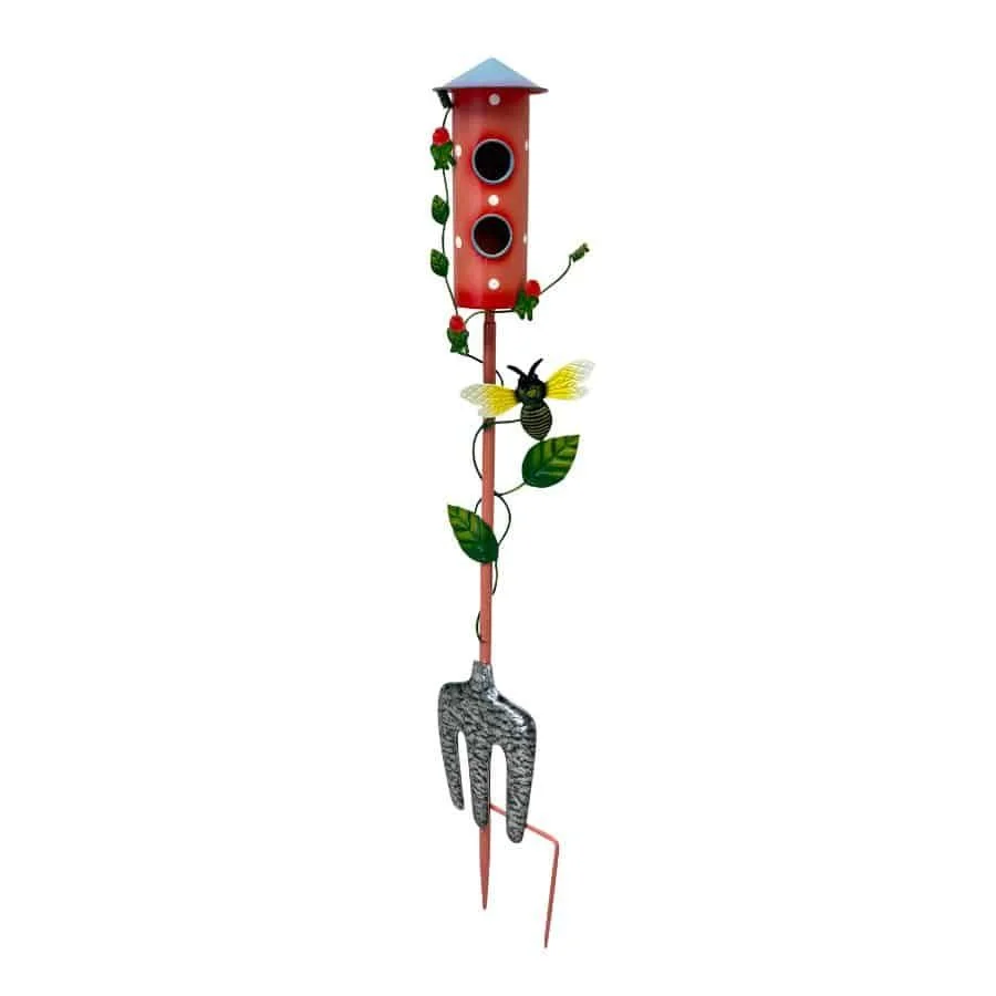 Colourful Birdhouse Garden Fork Stake 91cm