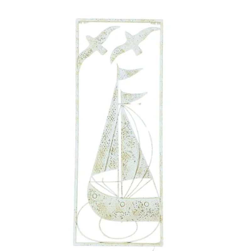Distressed Finish Sail Boat Wall Art 35x90cm